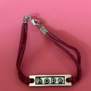 Red Bracelet with Silver 'Hope' Charm